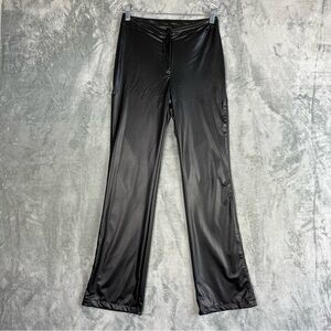 Vintage Black Pleather Pants Size 7 90s Y2K‎ Faux Leather Gothic Bootcut Grunge